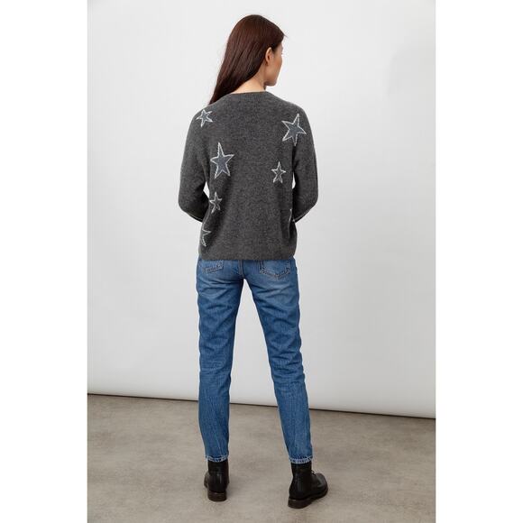 Rails Virgo Charcoal White Stars Cashmere Blend Pulliver Sweater Size XL - Picture 12 of 13